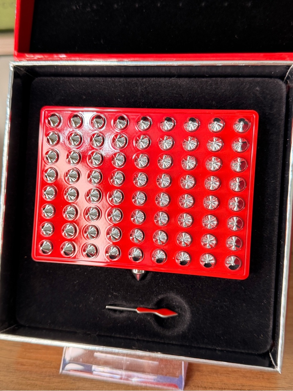 AUTHENTIC - NIB Christian Louboutin Refillable Case - Red with Silver Hardware - Picture 3 of 10